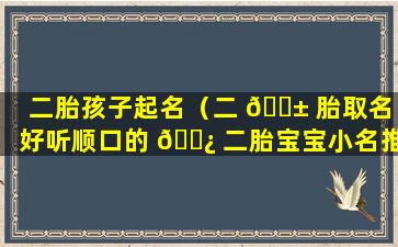 二胎孩子起名（二 🐱 胎取名 好听顺口的 🌿 二胎宝宝小名推荐）